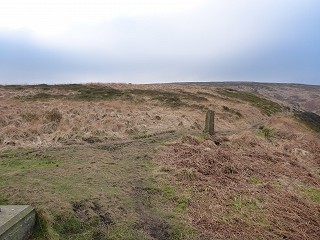 The Marsden Moor Heritage Trail marker at the top of the climb